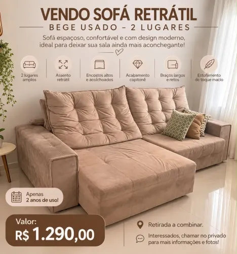 Sofa Suede Retrátil 2 lugares - Vendo