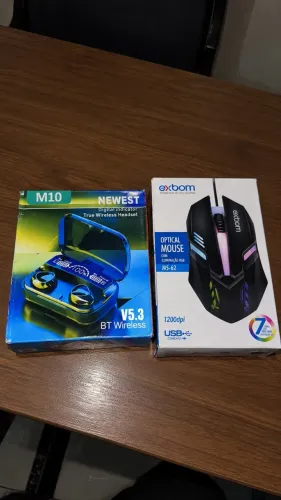 Fone de ouvido m10 + Mouse exbom NOVO