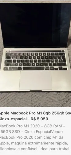 Mac Book pro MI 2020- 8 GB RAM- 256GB SSD - Cinza Espacial