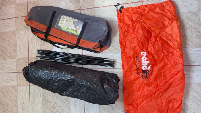 Barraca Camping Echolife Weekend 4 Pessoas - Laranja e Cinza (Completa)