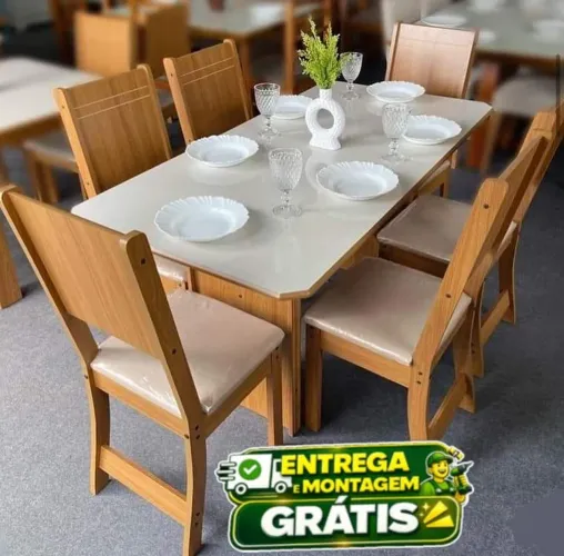 Mesa de jantar 6 cadeiras 100% MDF 