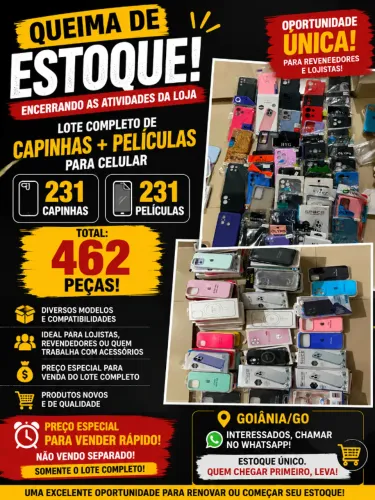 Lote com 231 Capinhas + 231 Películas - 462 Peças - Queima de Estoque