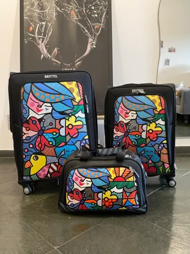 Conjunto de Malas Romero Britto Original - 3 Peças - Ótimo Estado