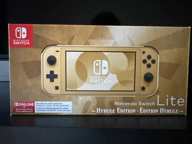 Nintendo Switch Lite Hyrule Edition com acessórios