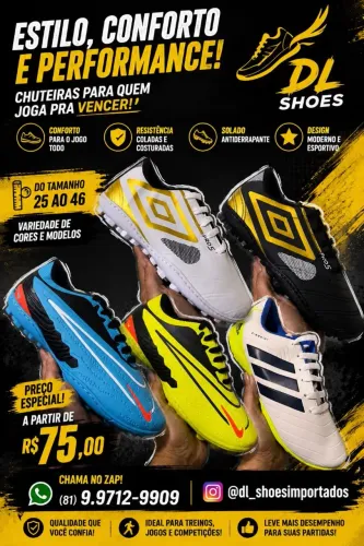 CHUTEIRAS COSTURADAS(socyete, campo, futsal)