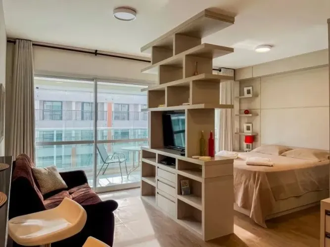 Studio Mobiliado para Locação no Brooklin- 48m² com 1 Vaga de Garagem - por R$ 4.500,00 - 