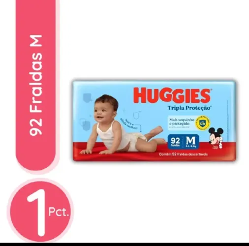 Fralda Huggies Tripla Proteção M com 92 unidades