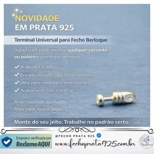 Fechos, terminais, corrente por metro, tudo em prata 925, confira em nosso site
