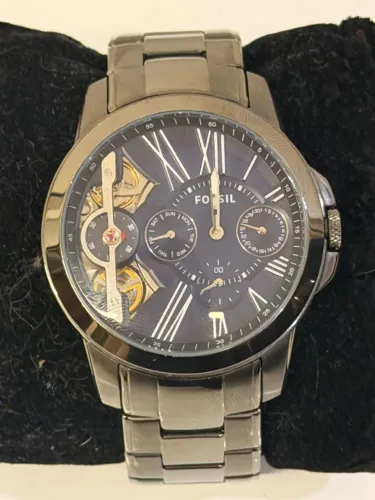 Relógio Masculino Fossil Twist Skeleton Mostrador Azul Aço Inox Original