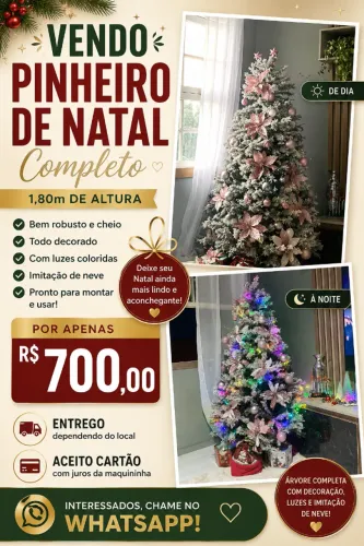 Pinheiro de Natal gigante e completíssimo com luzes e adornos. Entrego dependendo do local