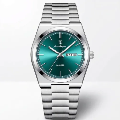 Relógio Poedagar 930 Heritage / Luxury Inox Green Executivo Pulseira de Aço Inox