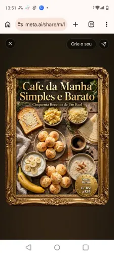 cardapio 50 receitas café da manhã gastando R$1,00