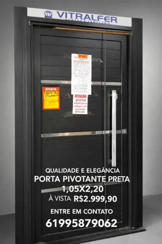 Porta Preta Pivotante Lambril 1.05x2.20 a vista apenas R$2.999,90  