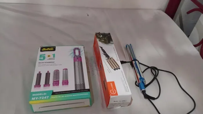 kit secador 5 em 1 prancha e triondas por 120 reais funcionando perfeitamente 
