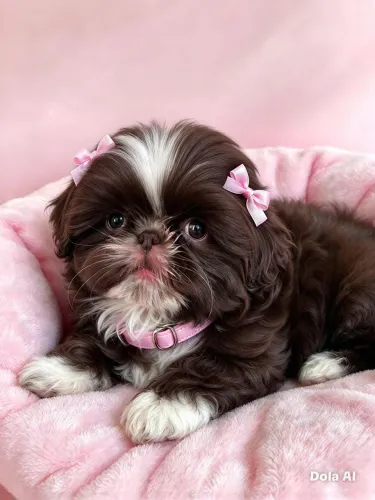 Filhote de shih Tzu fêmea chocolate