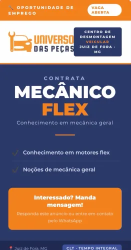Universo das peças contrata mecânico !