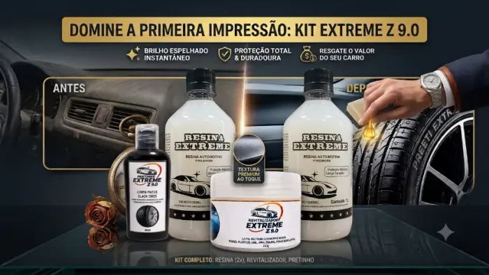 Kit Estética Automotiva Extreme (2 Resinas + Pretinho + Revitalizador) - Pague na Porta!