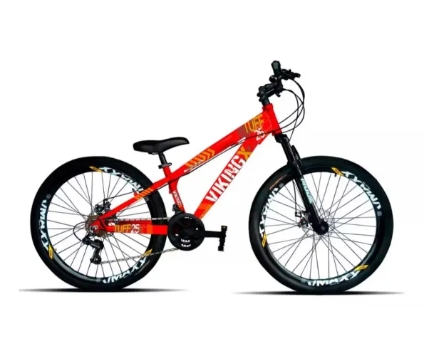 Mountain Bike Vikingx Tuff 25 Aro 26 13 21v Freios De Disco Mecânico Cor Vermelho