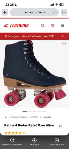 Patins Quad Alice Oxer tamanho 38