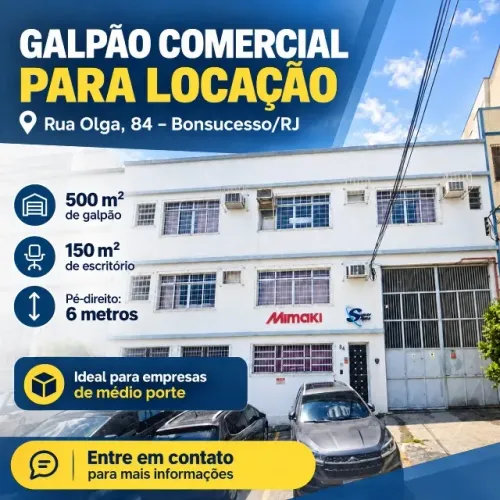 ALUGUEL DE GALPÃO COM ESCRITÓRIO EM BONSUCESSO