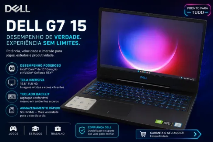 **Notebook Dell G7 15 - i7 + RTX 2060 | Aceito Trocas**