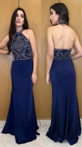 Vestido azul marinho