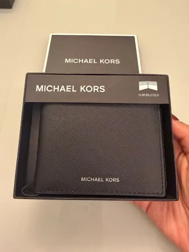 Carteira Michael Kors Slim Billfold Masculina Preta Couro Liso