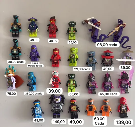 Lego ninjago valores nas fotos