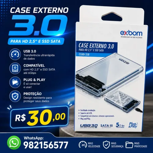 CASE EXTERNO 3.0 PARA HD 2,5" E SSD SATA