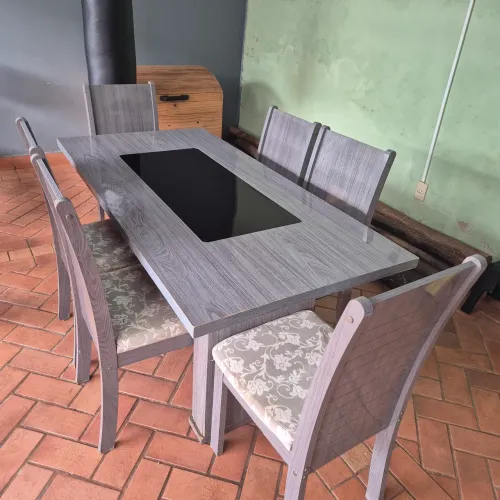 Mesa com 6 cadeiras jantar sala