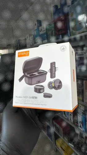 Microfone Lapela Duplo Sem Fio Redução de Ruído A'GOLD PRO 2 em 1
