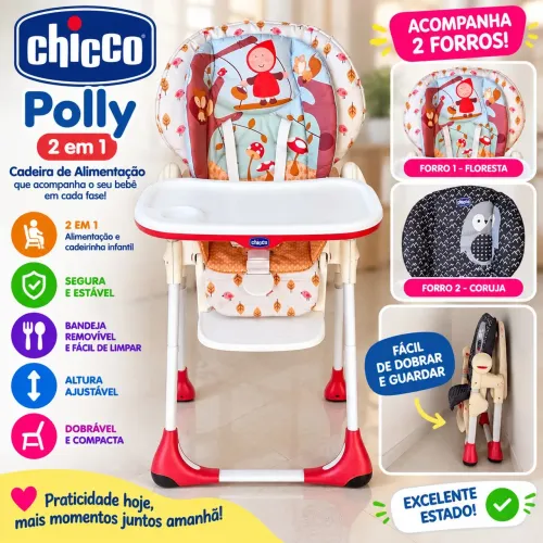 Cadeira de Alimentação Chicco Polly 2 em 1 + Forro Extra