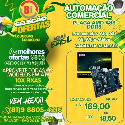 Placa Mãe Fm2/fm2 Séries Cp Clipset Amda68 A88 16gb Usb 3.0