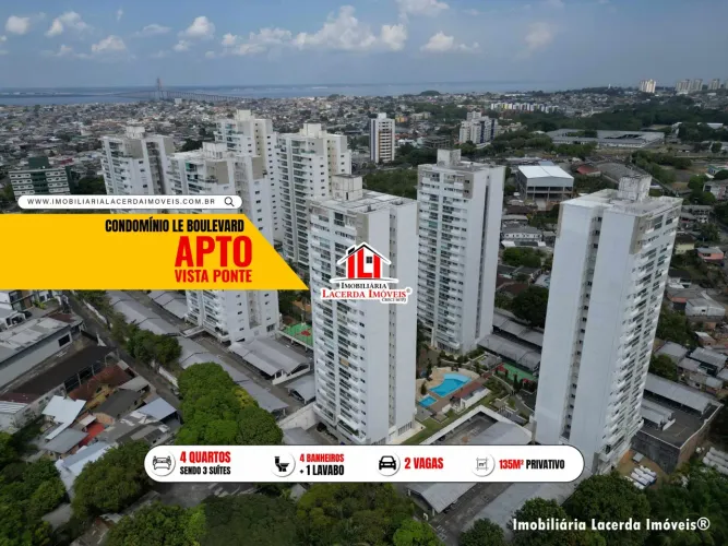 Condomínio Le Boulevard, apto com 4 quartos sendo 3 suítes, 135m², vista para Ponte do Rio