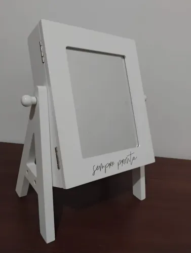 Espelho porta jóias de mesa Imaginarium branco sempre linda bijuteria estilo armário