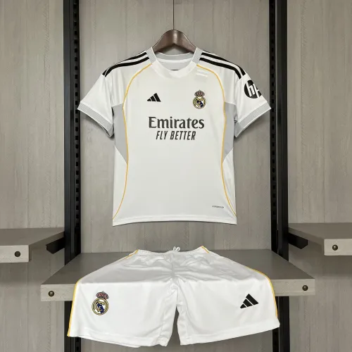 Conjunto Camisa + Short Infantil/juvenil Real Madrid I 25/26 2 a 13 Anos