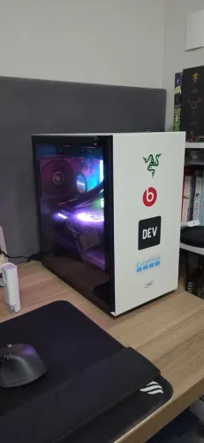 PC Gamer Premium Branco - RTX 3060 Ti + i5 11600KF + Water Cooler com Tela LCD