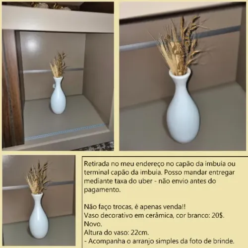 Vaso em cerâmica branco novo