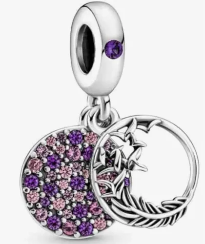 Berloque Pluma Pavê Prata 925 - Compatível com Pulseiras