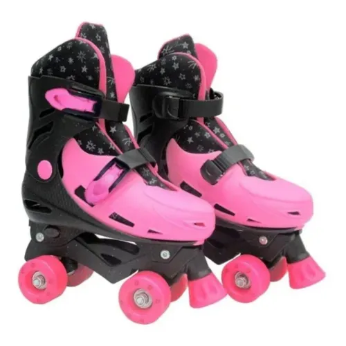 Patins Rosa com Freio e Regulagem de Tamanho