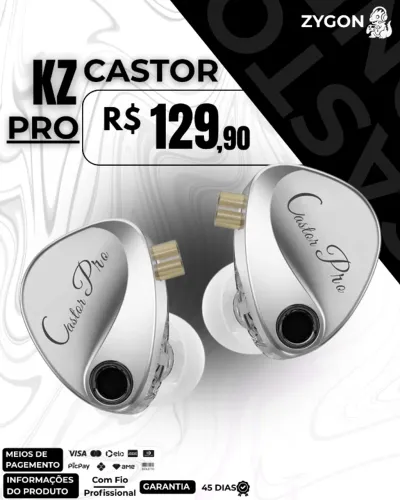 [NOVO] Fone de Ouvido KZ Castor Profissional - Garantia 45 Dias