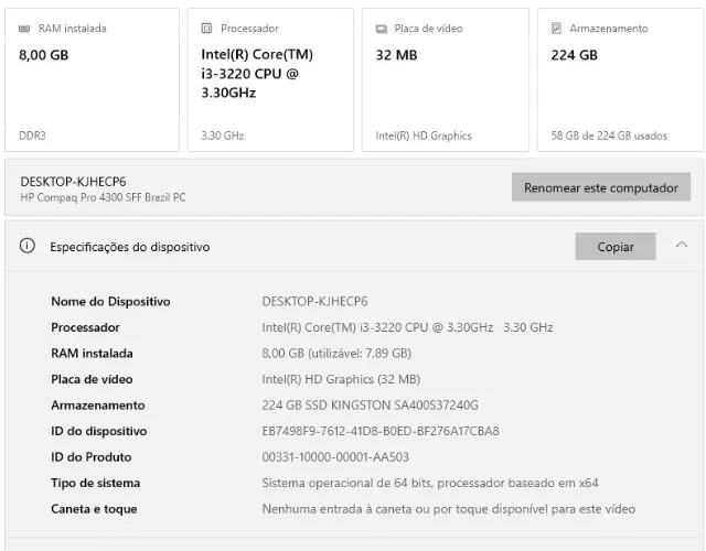 Vendo PC de mesa completo, configuração nas fotos