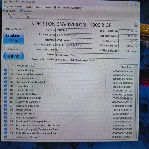 SSD Kingston NV3, 1TB, M.2 NVMe, 2280, PCIe 4.0, Leitura 6000MBs e Gravação 4000MBs