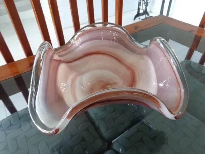 Centro de Mesa Murano Marrom, Rosé e Branco - 45 cm - Impecável