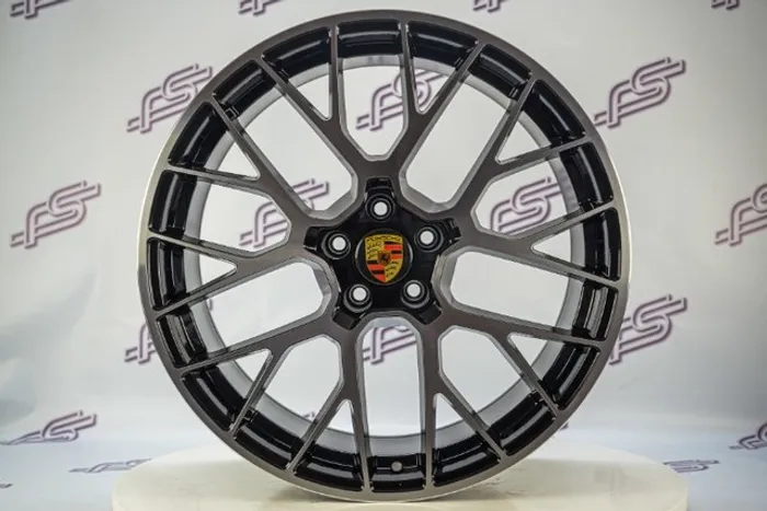 Rodas Porsche Macan Turbo Preto Diamantado 5x112 - 20x9 E 20x10 aro 20 duas talas