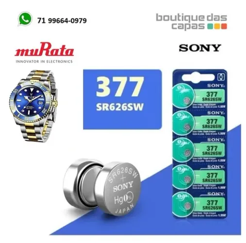 Bateria pilha relogio 1.55v 377 Murata / Sony - Pilha para relogio