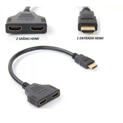Cabo Divisor Hdmi Splitter Duplicador Hdmi 1 Entrada 2 Saídas 1x2