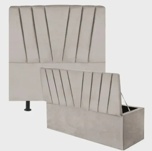 Conjunto cabeceira e recamier bau