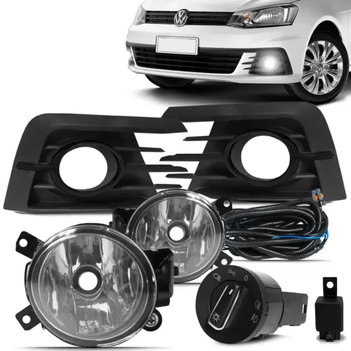 Kit Farol de Milha Volkswagen Gol e Voyage G7 2016 a 2018 Auxiliar Neblina Botão Original