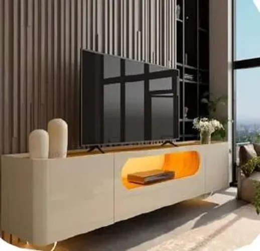 Rack Nobre com Pé de vidro+ Painel Nobre 228 cm*